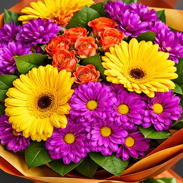 Свидание в Рио – букет из хризантем и гербер